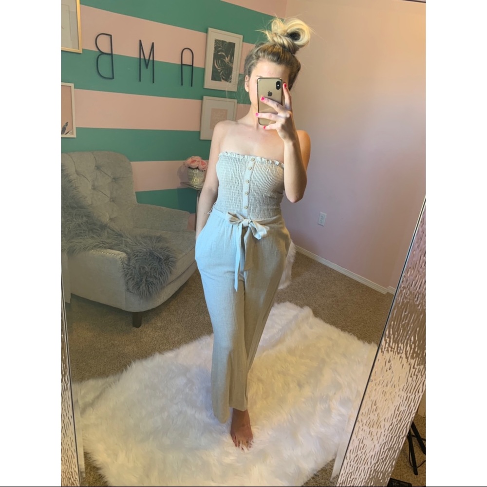 💕NEW💕 Natural Button Down Jumpsuit